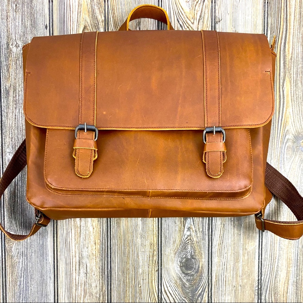 Vintage style leather backpack